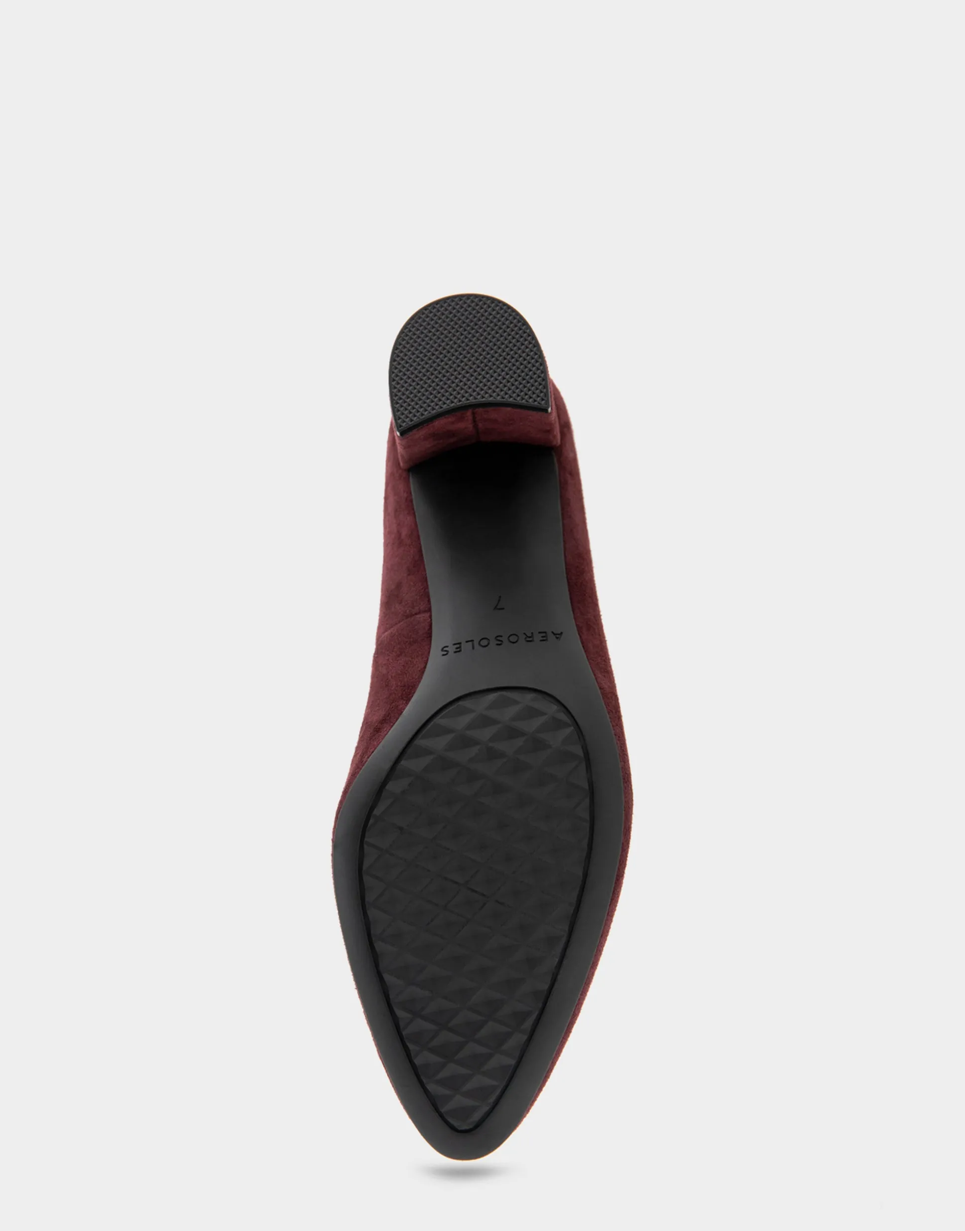 Comfortable Women's Almond Toe Pump in Deep Aubergine Suede