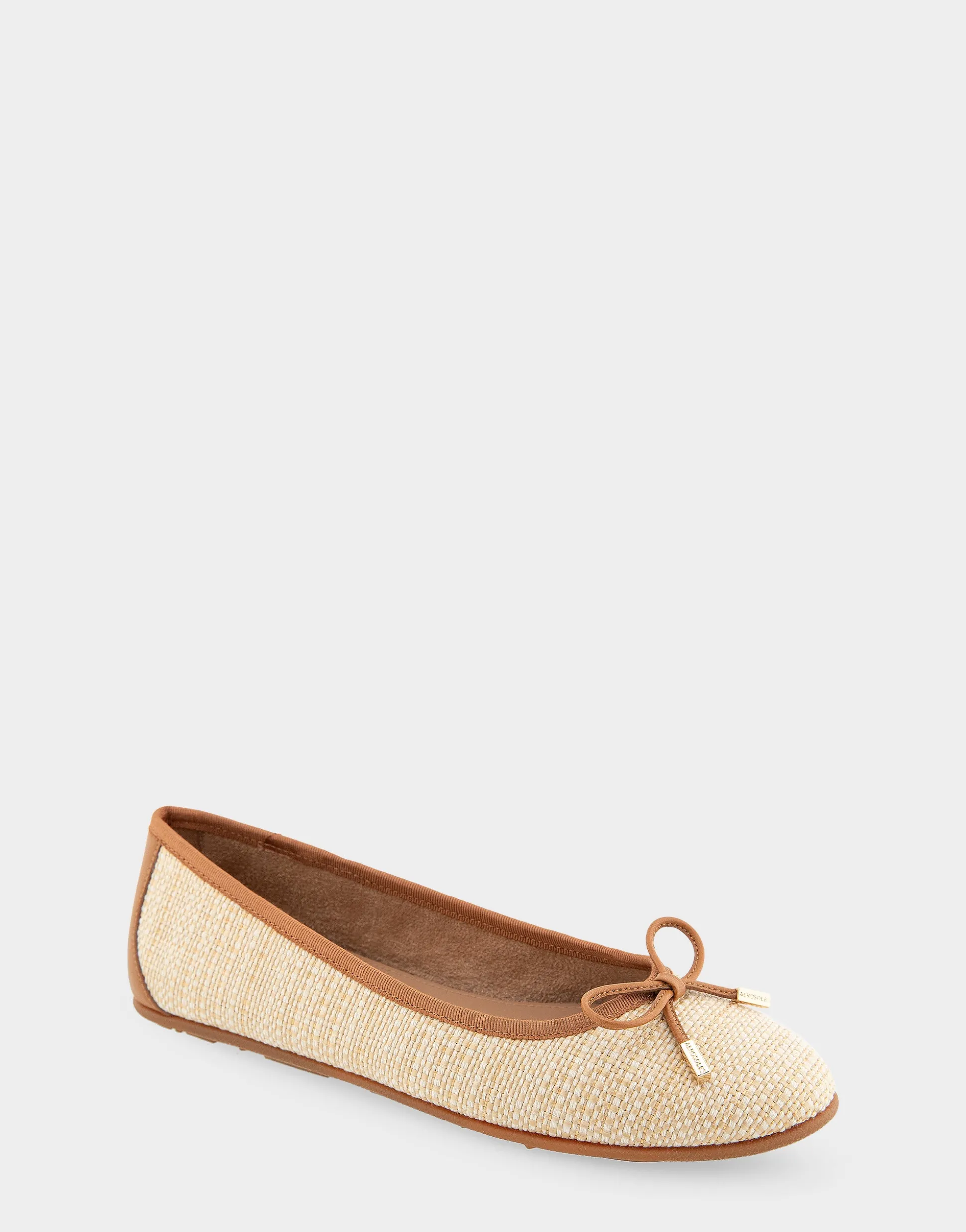 Comfortable Women's Ballet Flat in Natural Raffia Combo Raffia Fabric