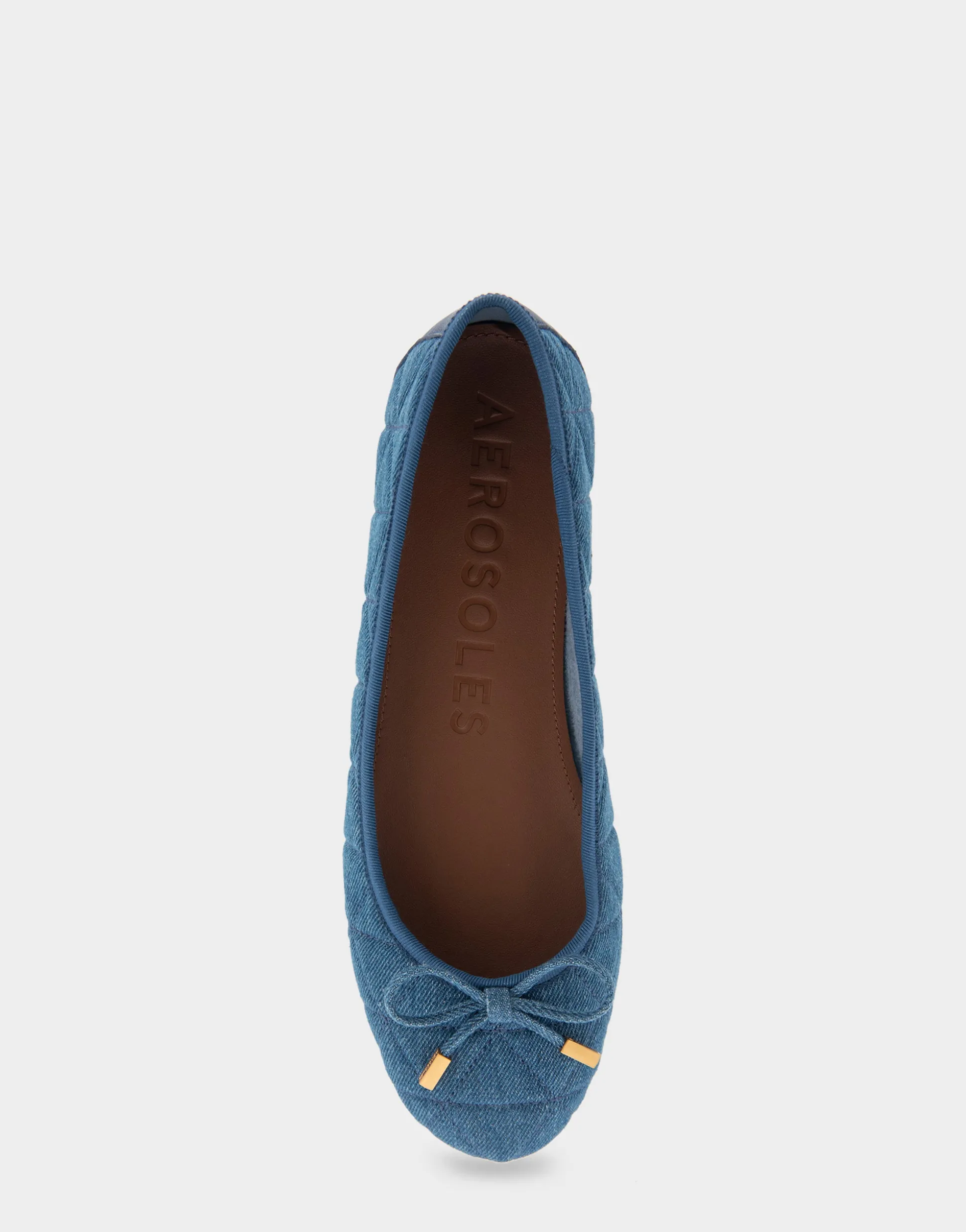 Comfortable Women's Ballet Flat in Denim Quilted Fabric Quilted Denim Fabric