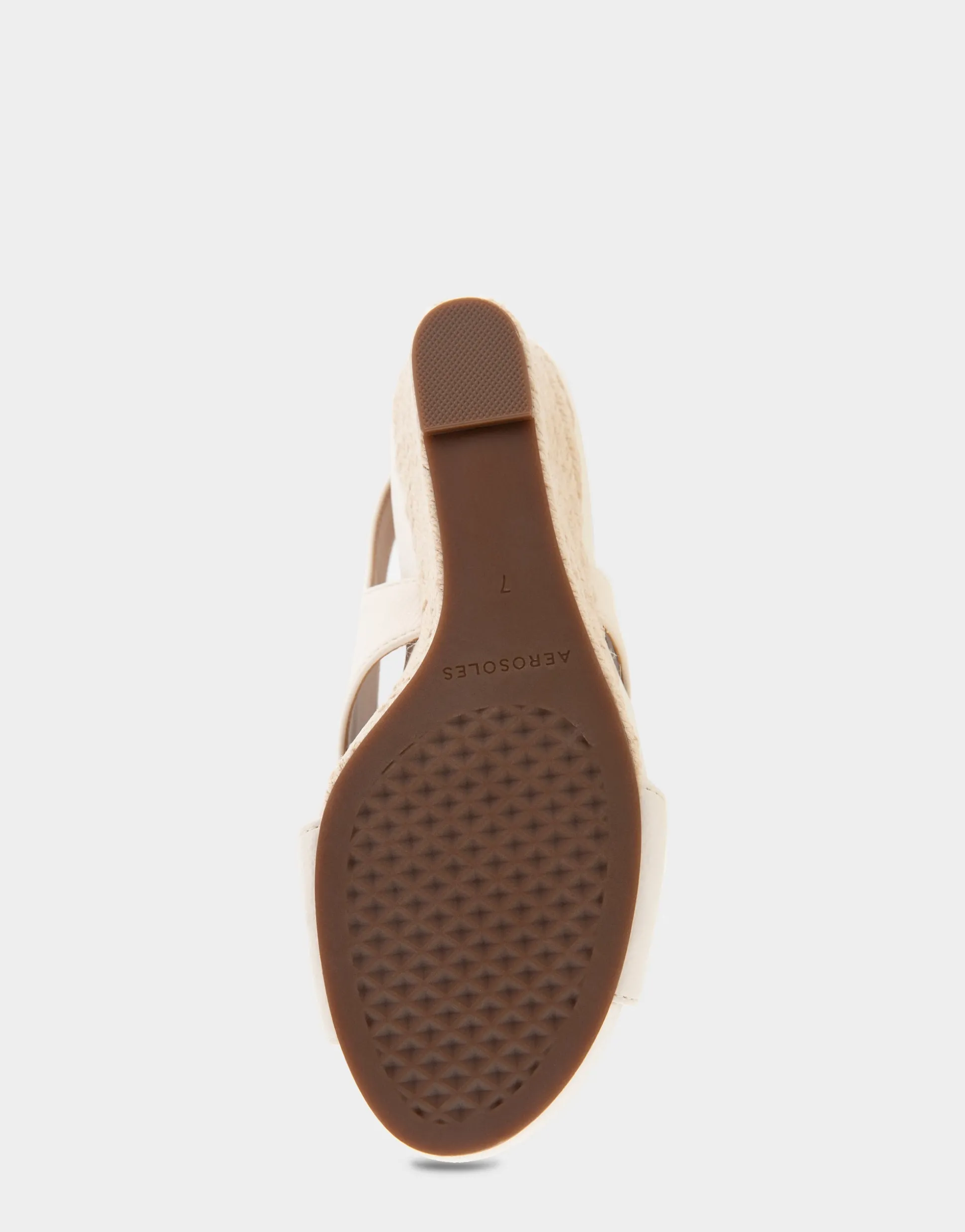 Comfortable Women's Crisscross Velcro Back Footbed Wedge Sandal in Eggnog Faux Leather Faux Suede