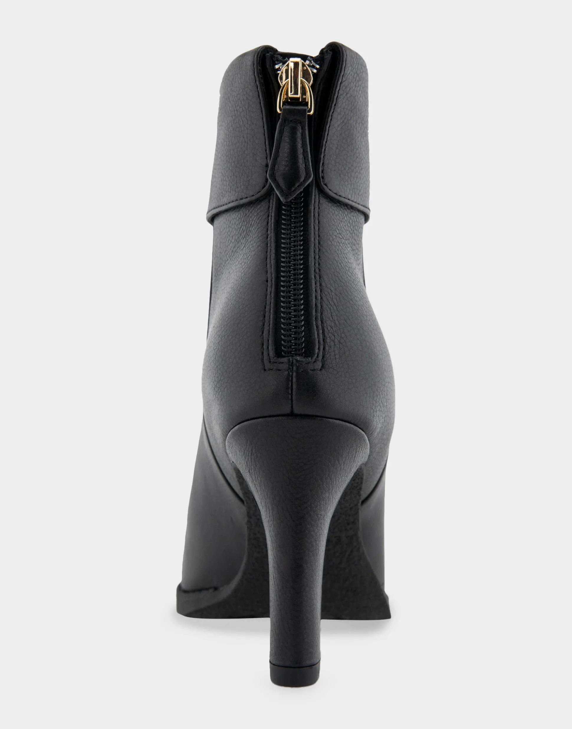 Comfortable Women's Cuffed Point Toe Crepe Sole Stiletto Bootie in Black Leather Leather