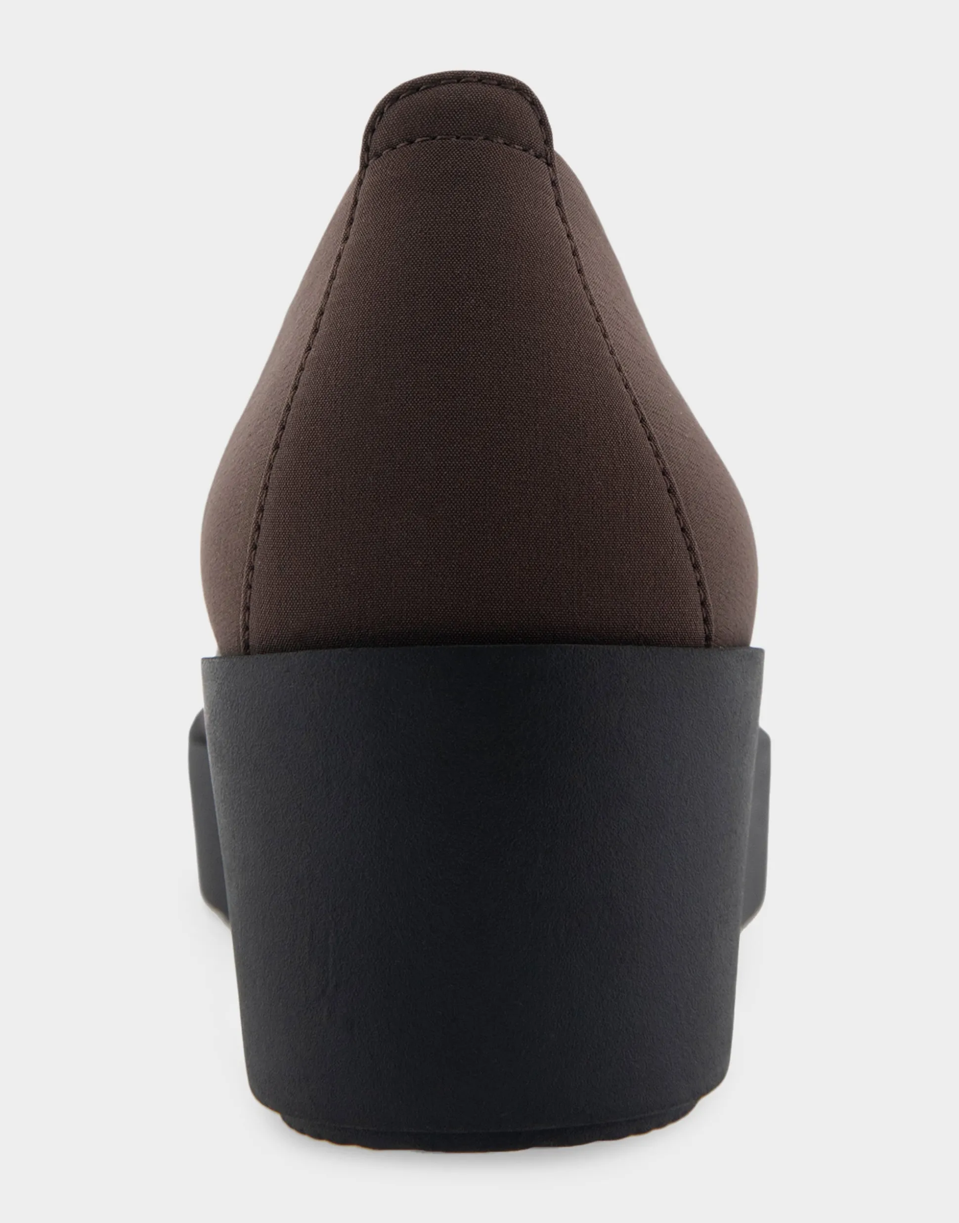 Comfortable Women's Flatform Shoe in Brown Stretch Gabardine Fabric