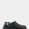 Comfortable Women's Flexible Molded Unit Convertible Clog in Black Leather Leather