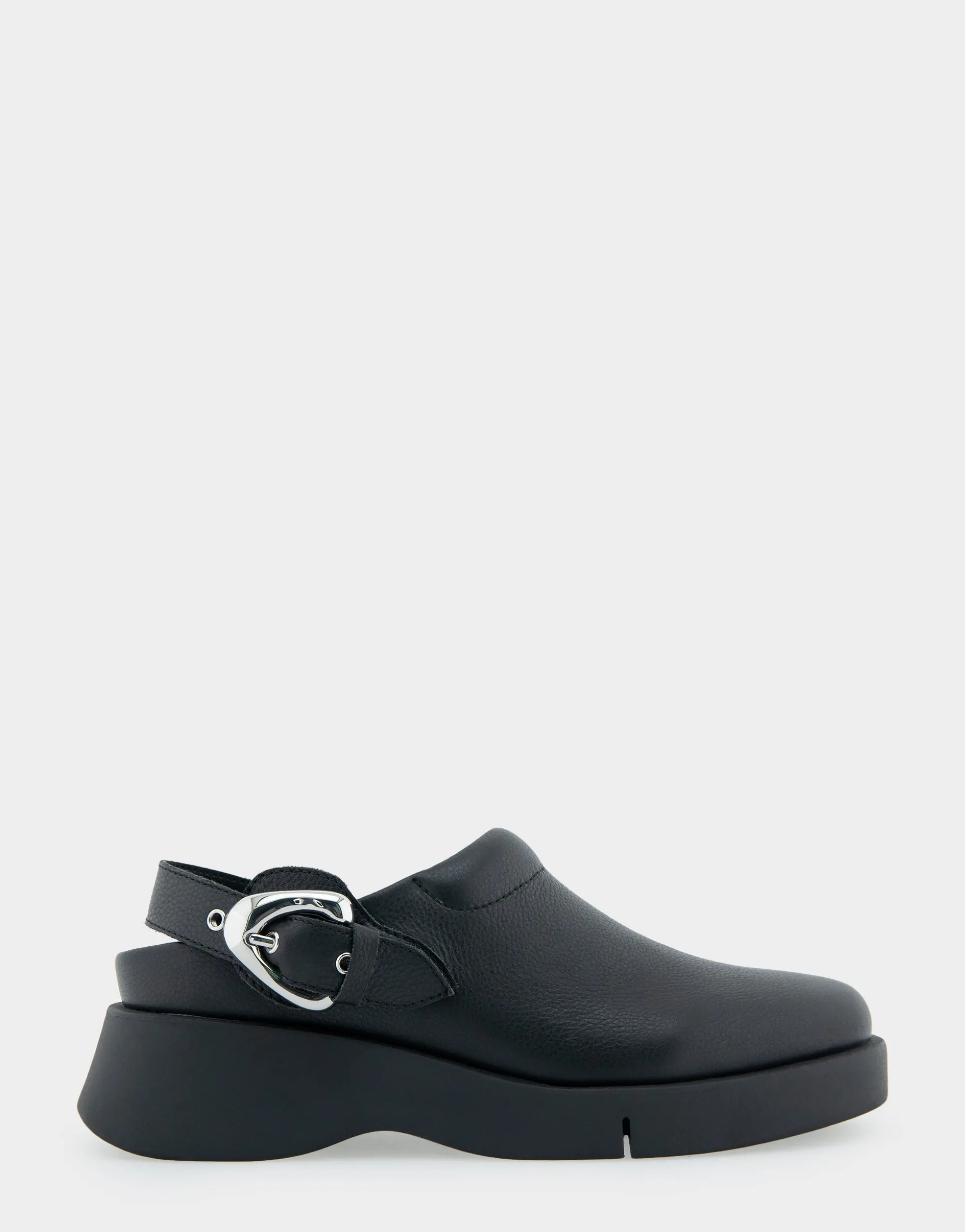 Comfortable Women's Flexible Molded Unit Convertible Clog in Black Leather Leather