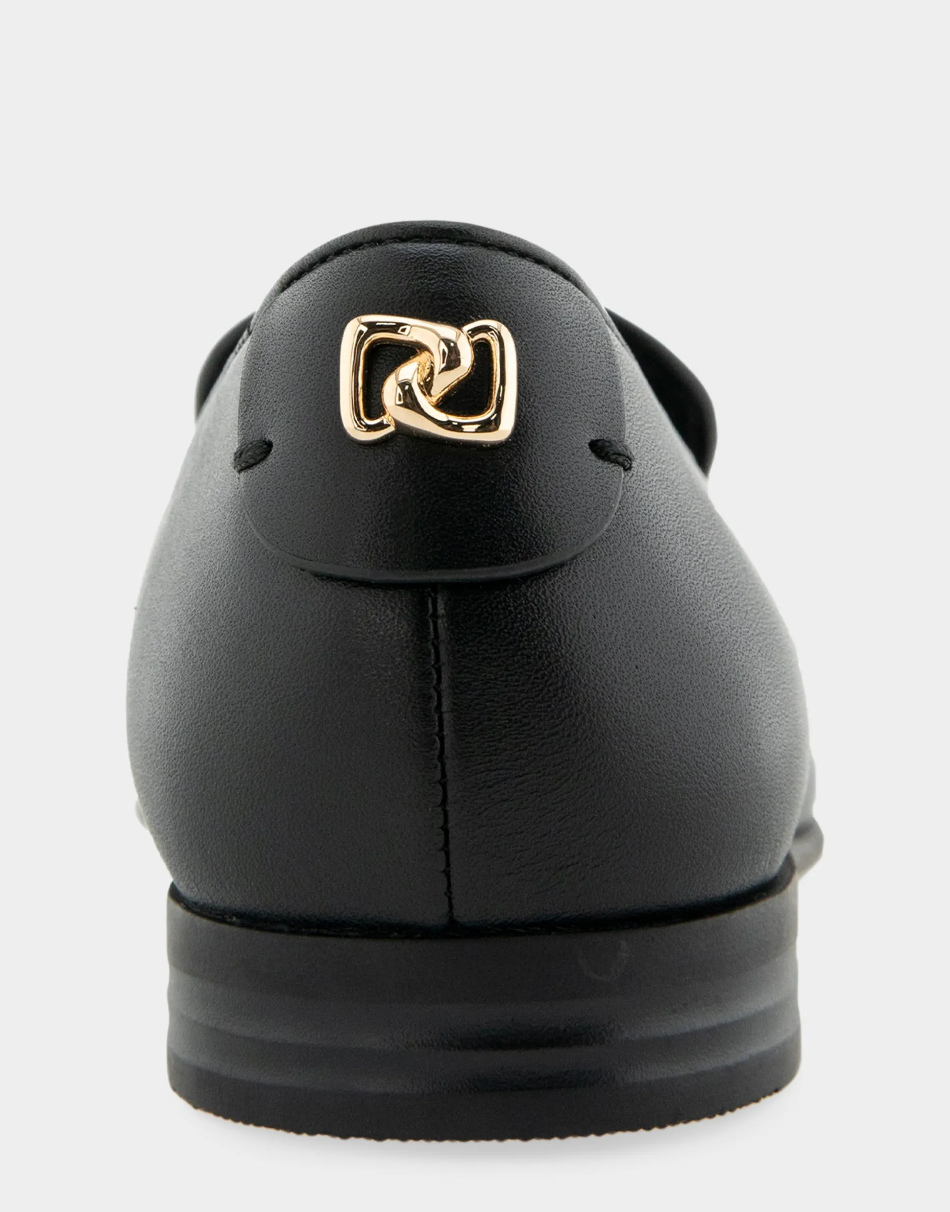 Comfortable Women's Flexible Tailored Clean Loafer in Black Leather