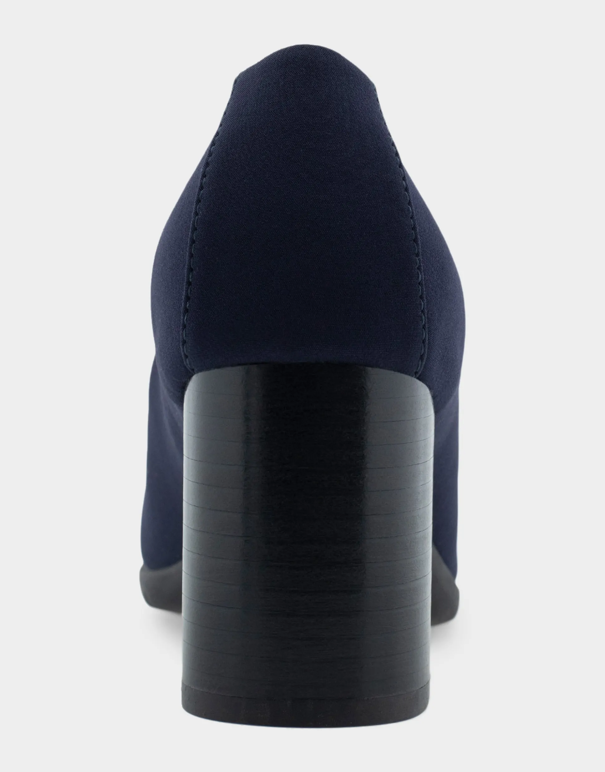 Comfortable Women's Heeled Pump in Navy Stretch Fabric