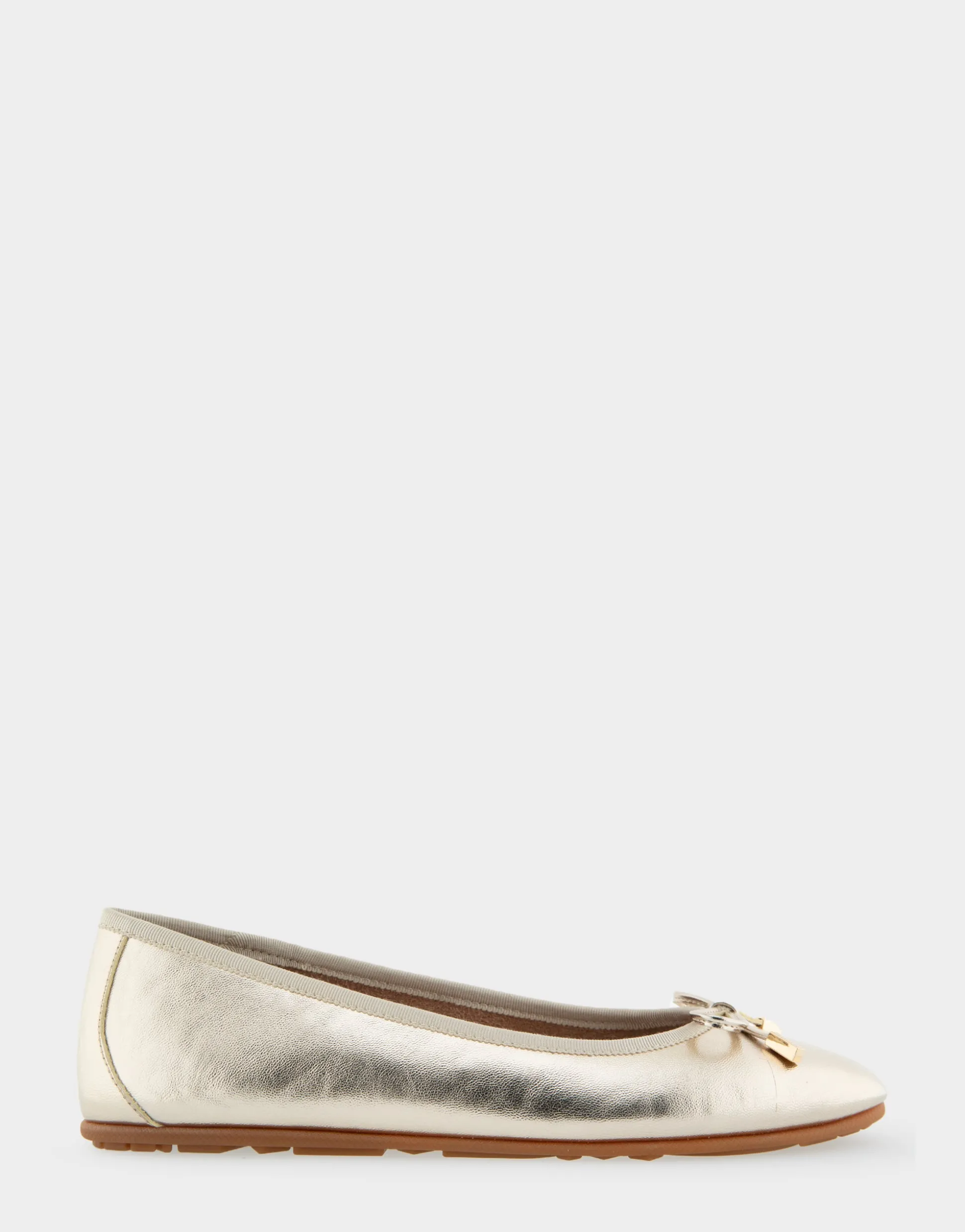 Comfortable Women's Hidden Wedge Ballet Flat in Gold Faux Leather