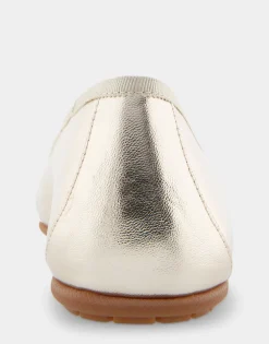 Comfortable Women's Hidden Wedge Ballet Flat in Gold Faux Leather