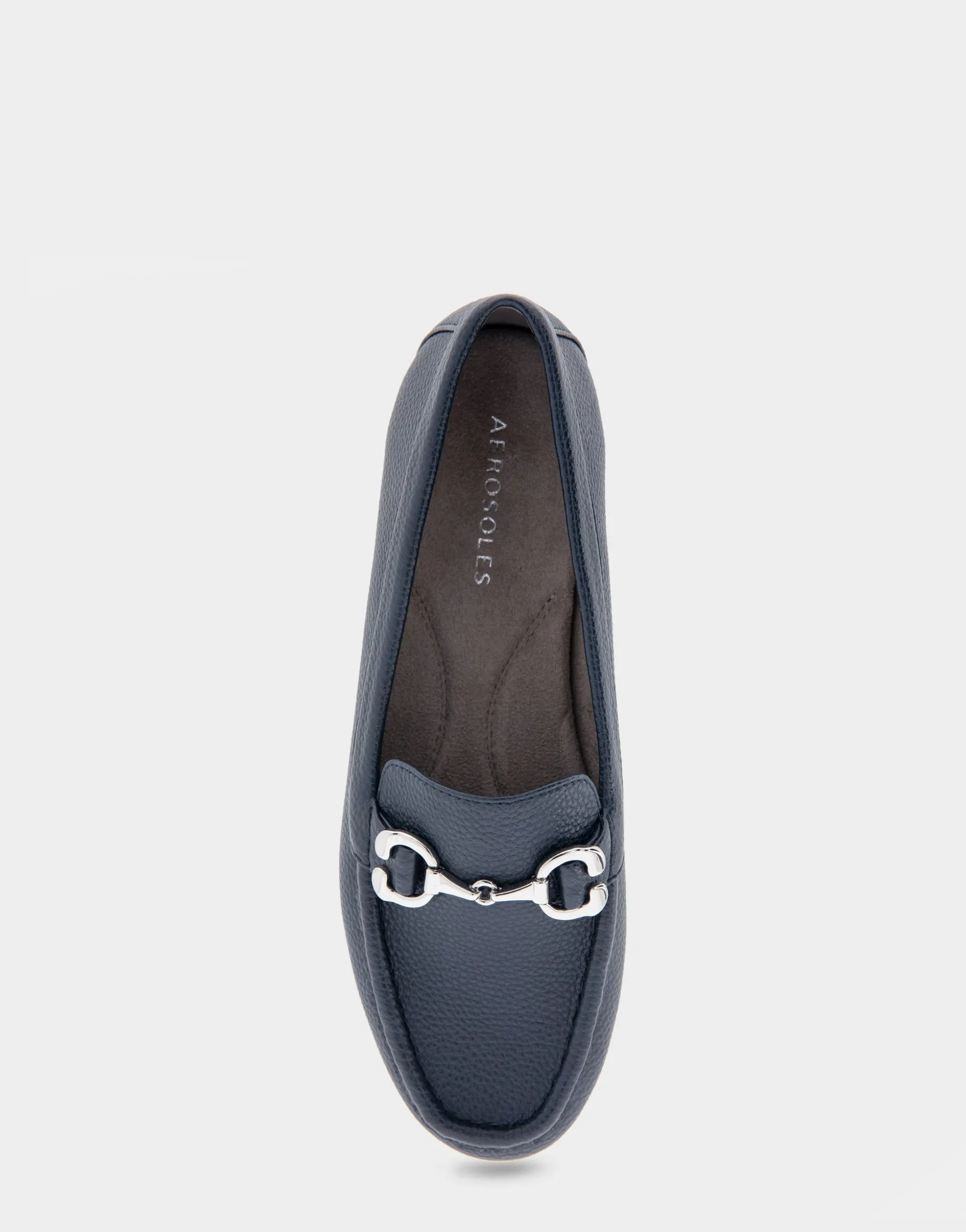 Comfortable Women's Horsebit Driver Moc in Navy Pebbled Faux Leather Faux Leather