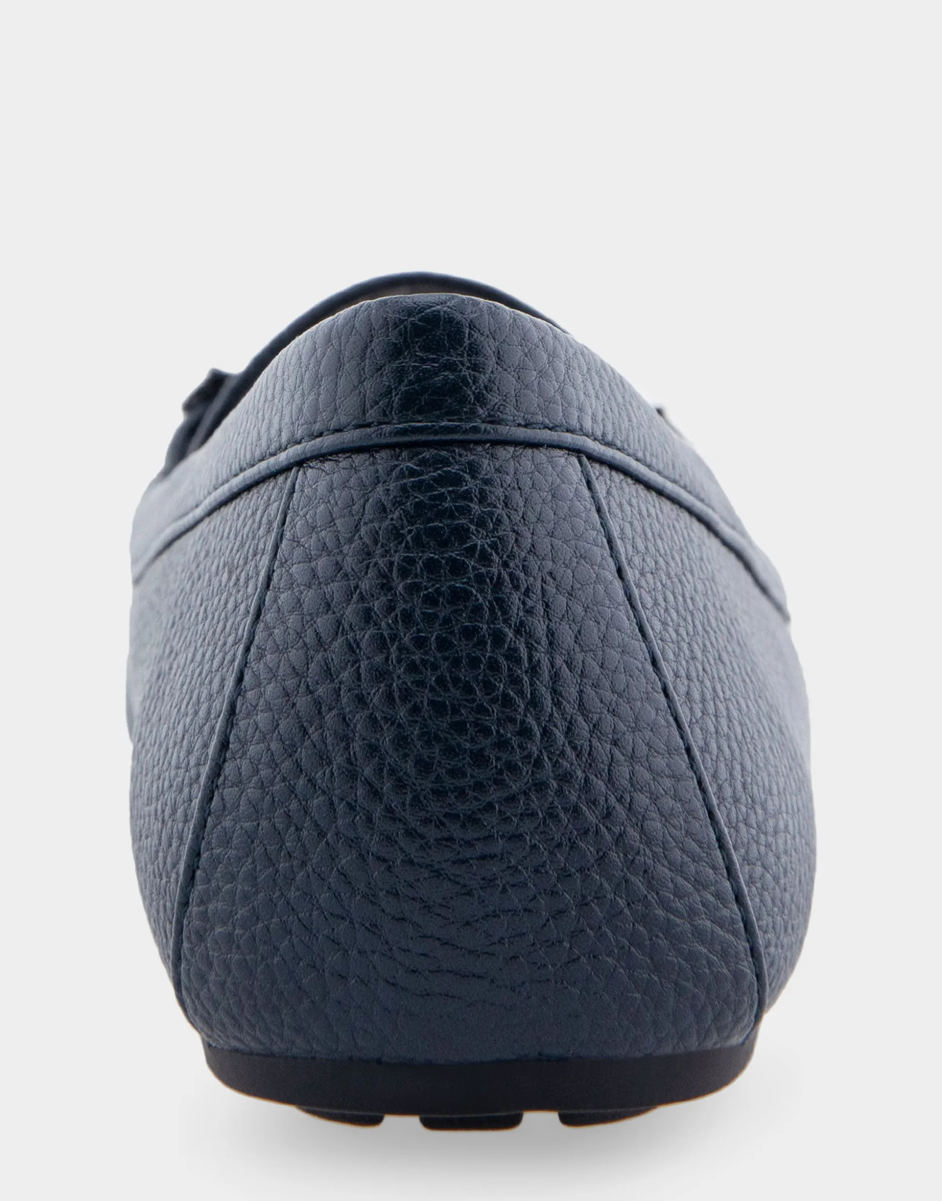 Comfortable Women's Horsebit Driver Moc in Navy Pebbled Faux Leather Faux Leather