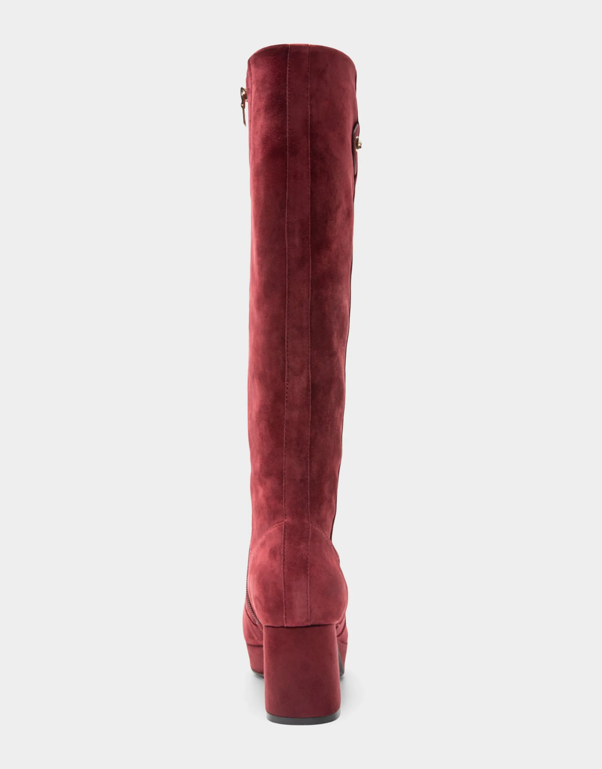 Comfortable Women's Knee High Platform Boot in Burgundy Kid Suede