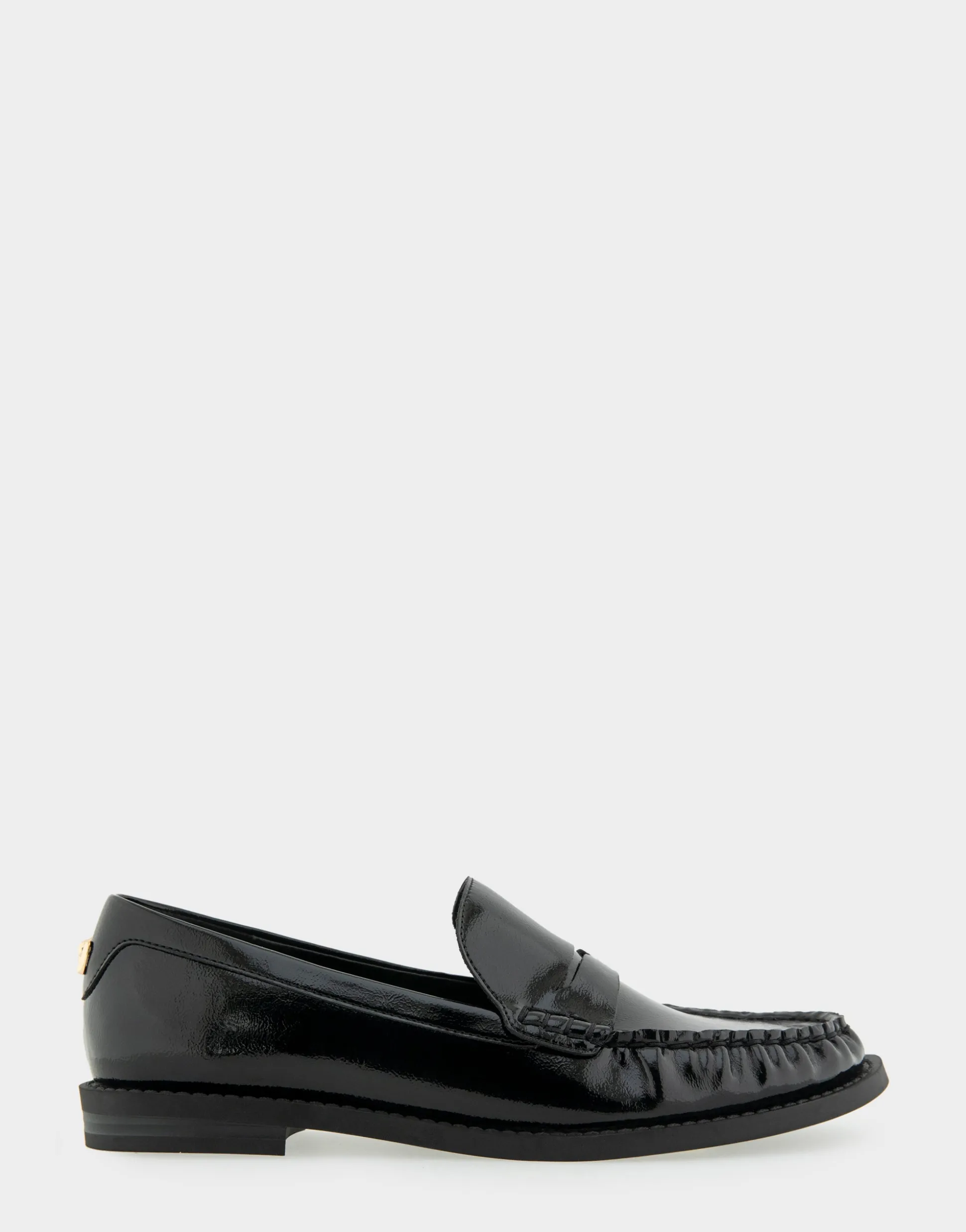 Comfortable Women's Lightweight Flexible Tailored Weejun Loafer in Black Crinkled Patent Faux Leather Patent Faux Leather