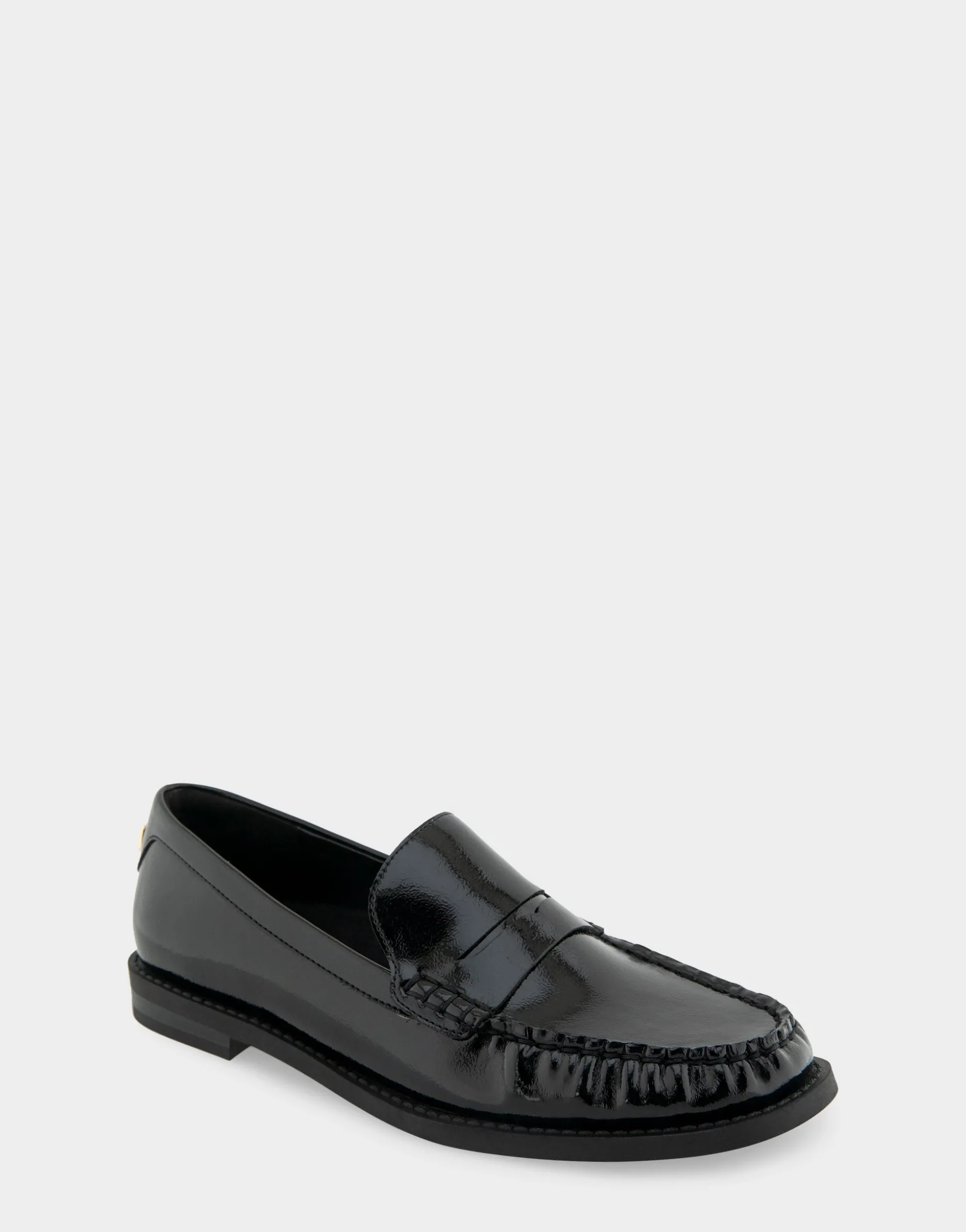 Comfortable Women's Lightweight Flexible Tailored Weejun Loafer in Black Crinkled Patent Faux Leather Patent Faux Leather