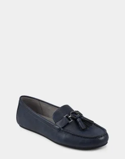 Comfortable Women's Loafer in Blue Faux Leather