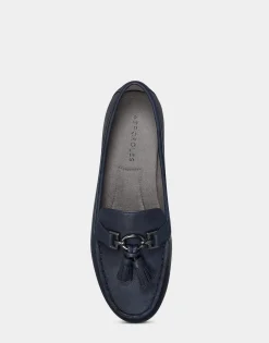 Comfortable Women's Loafer in Blue Faux Leather