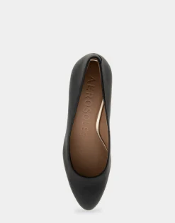 Comfortable Women's Mid Heel Pump in Genuine Black Leather