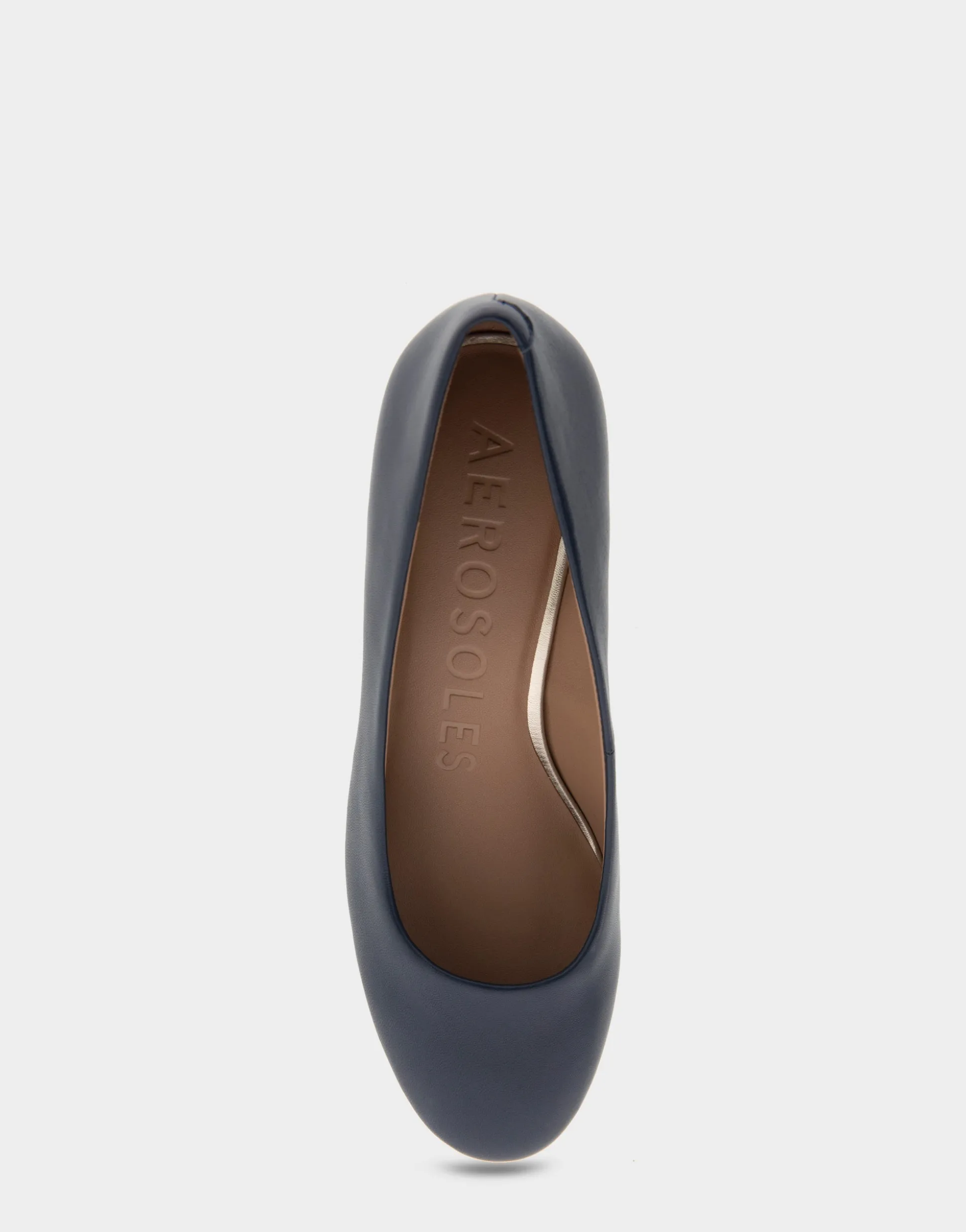 Comfortable Women's Mid Heel Pump in Navy Genuine Leather