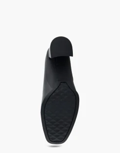 Comfortable Women's Mid Heel Pump in Black Patent Faux Leather
