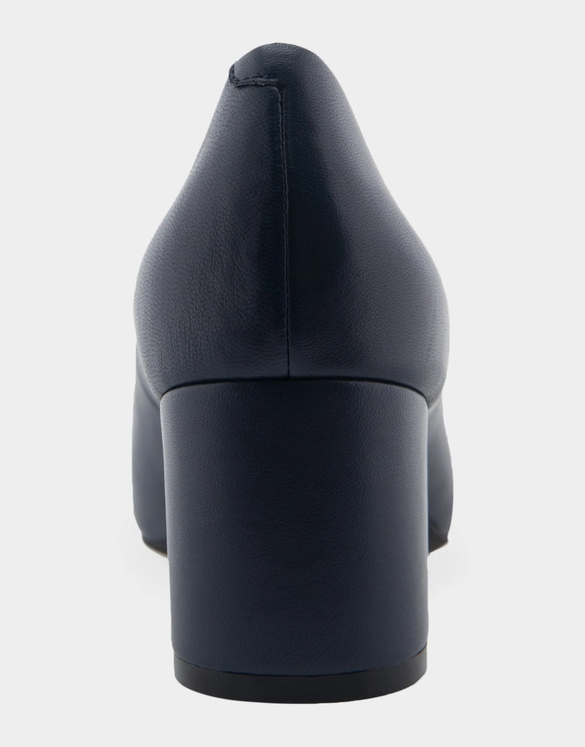 Comfortable Women's Mid Heel Pump in Navy Genuine Leather