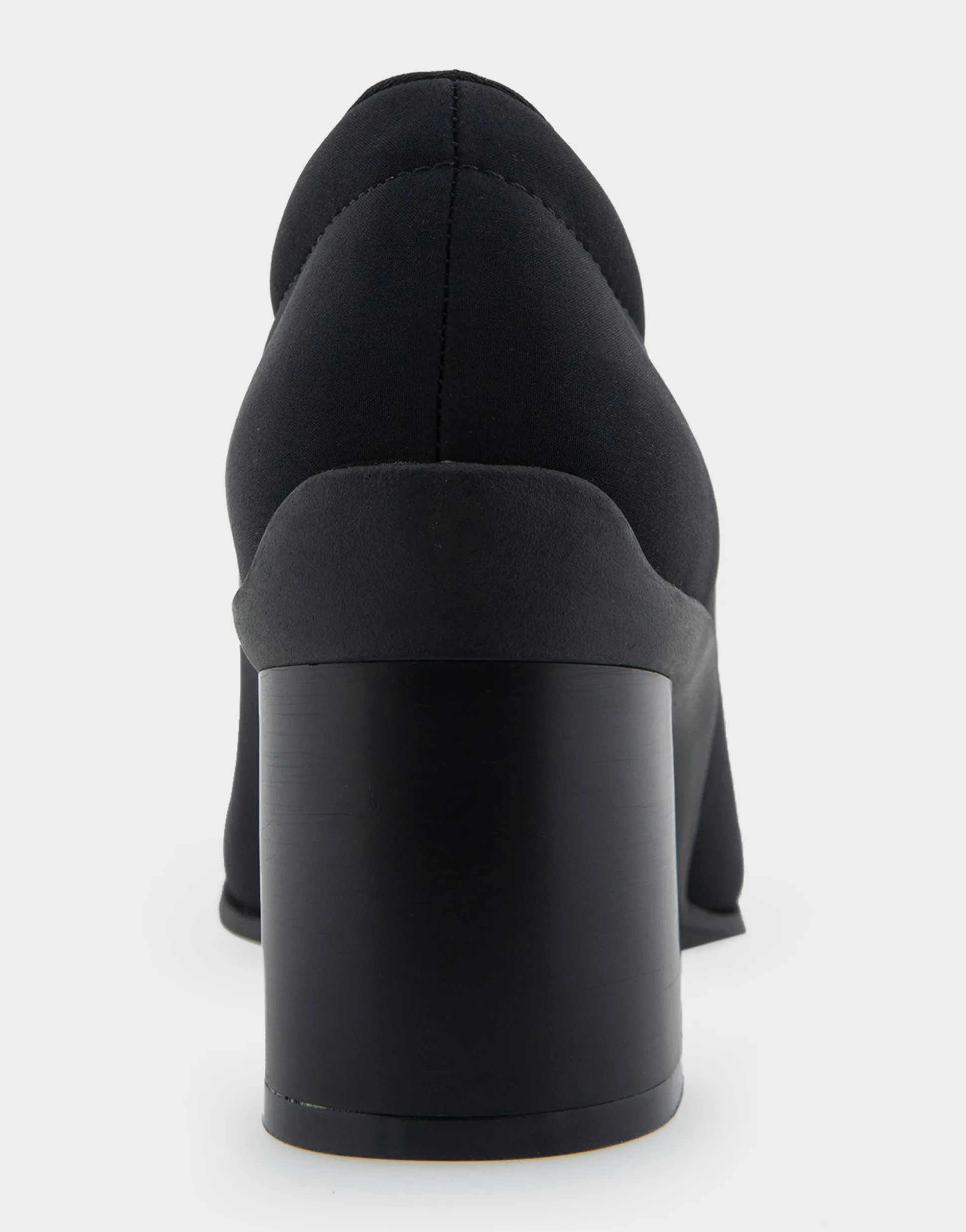 Comfortable Women's Mid Heel Pump in Black Stretch Fabric Stretch Fabric