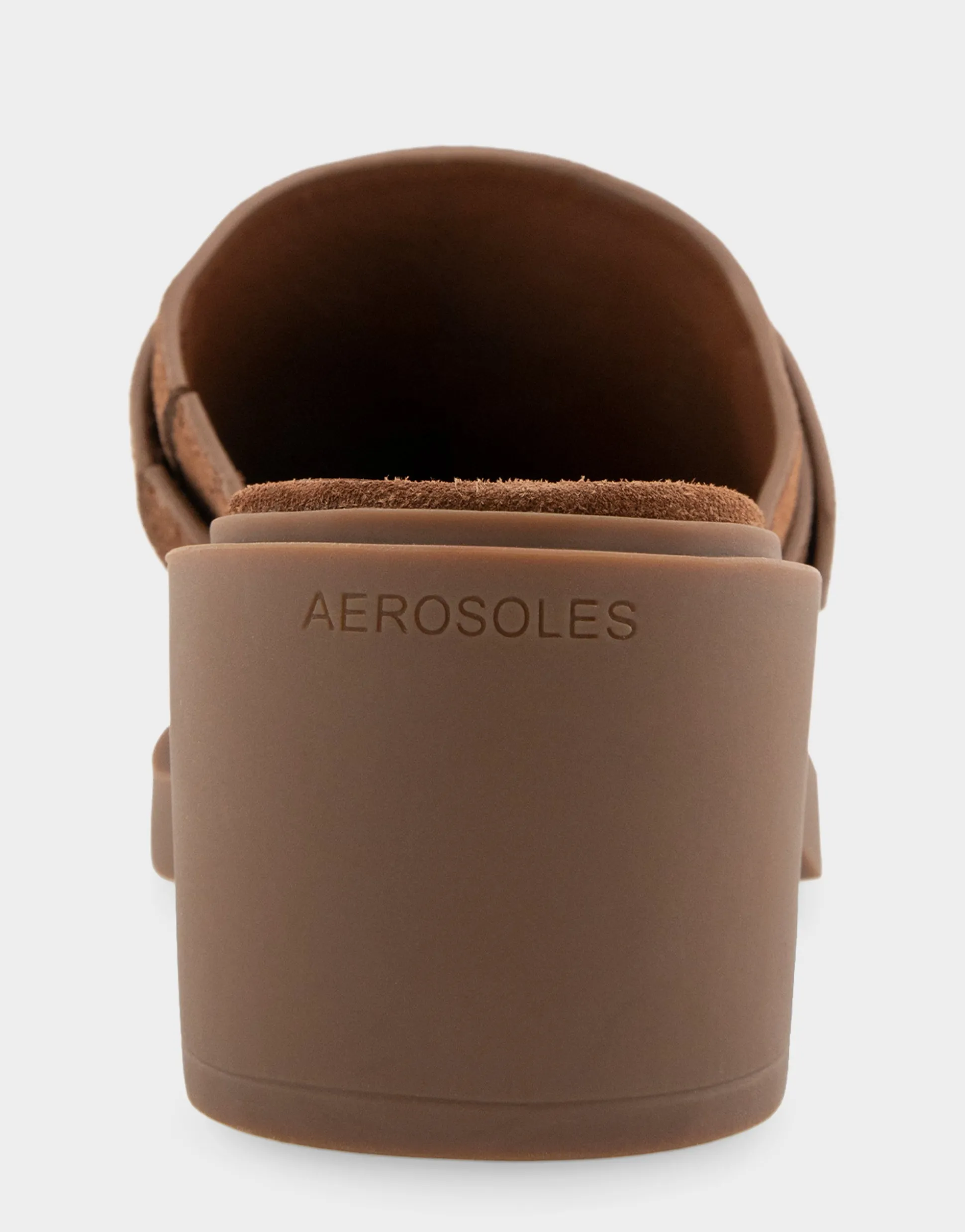 Comfortable Women's Molded Block Heel Mule in Tobacco Suede