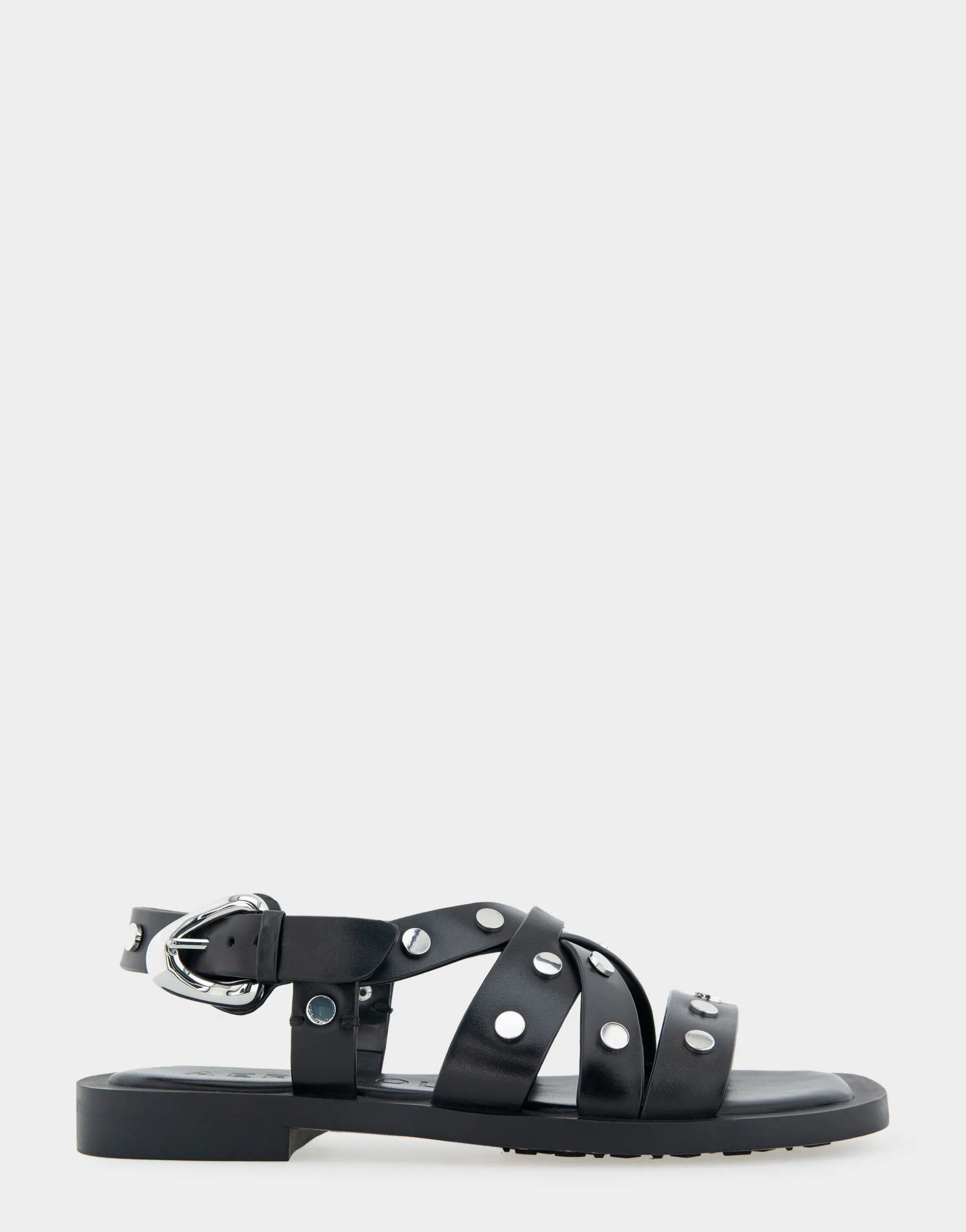 Comfortable Women's Multi Strap Flat Sandal in Black Leather