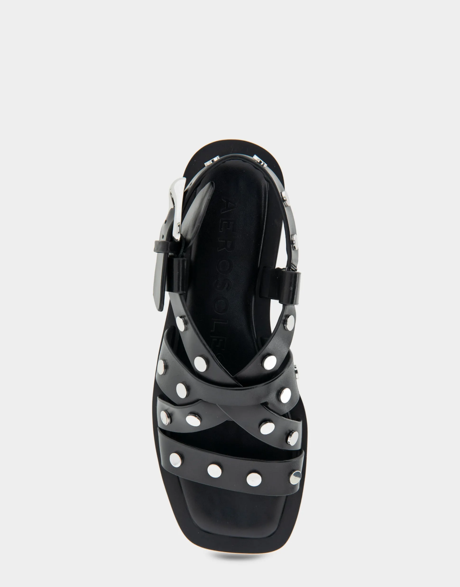 Comfortable Women's Multi Strap Flat Sandal in Black Leather