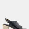 Comfortable Women's Open Toe Block Heel Shootie in Black Leather