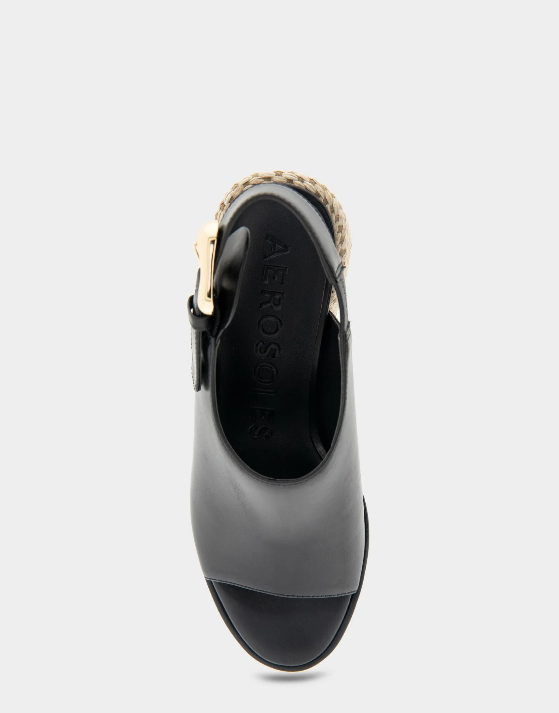 Comfortable Women's Open Toe Block Heel Shootie in Black Leather