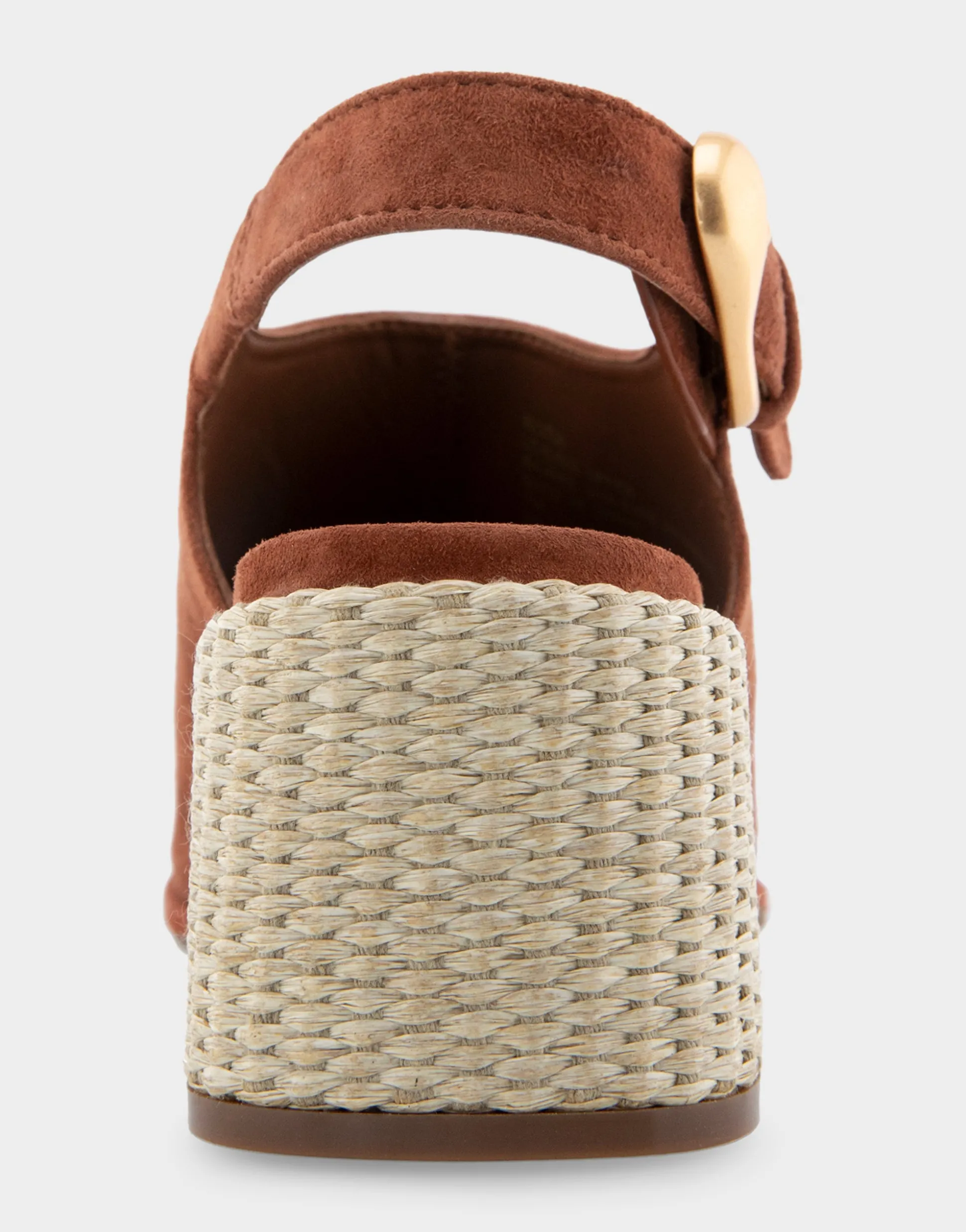 Comfortable Women's Open Toe Block Heel Shootie in Gingerbread Suede