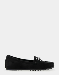 Comfortable Women's Ornamented Driver in Black Faux Suede