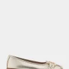 Comfortable Women's Ornamented Flat in Gold Faux Leather
