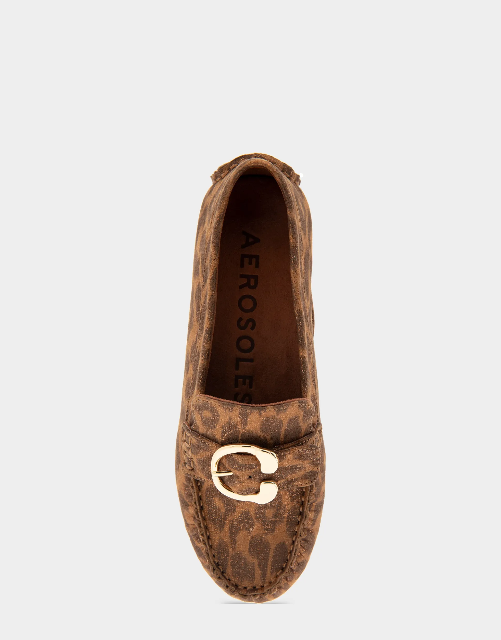 Comfortable Women's Ornamented Driver in Leopard Metallic Fabric Leather