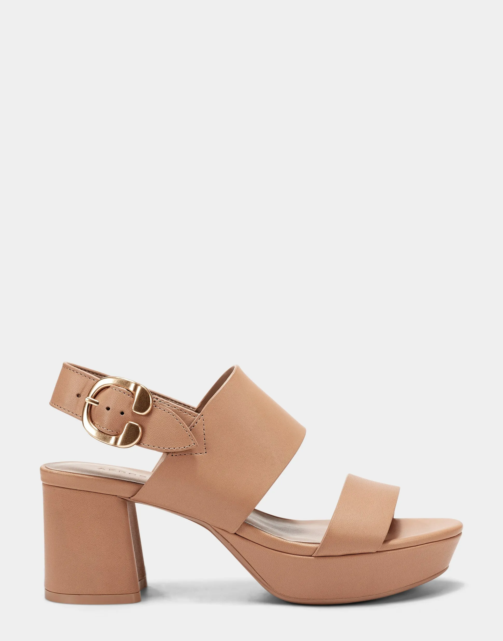 Comfortable Women's Platform Sandal in Nude Leather