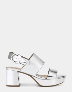 Comfortable Women's Platform Sandal in Silver Metallic Faux Leather