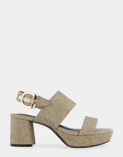 Comfortable Women's Platform Sandal in Soft Gold Fabric Metallic Lame Fabric