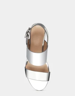 Comfortable Women's Platform Sandal in Silver Metallic Faux Leather