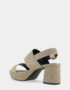 Comfortable Women's Platform Sandal in Soft Gold Fabric Metallic Lame Fabric
