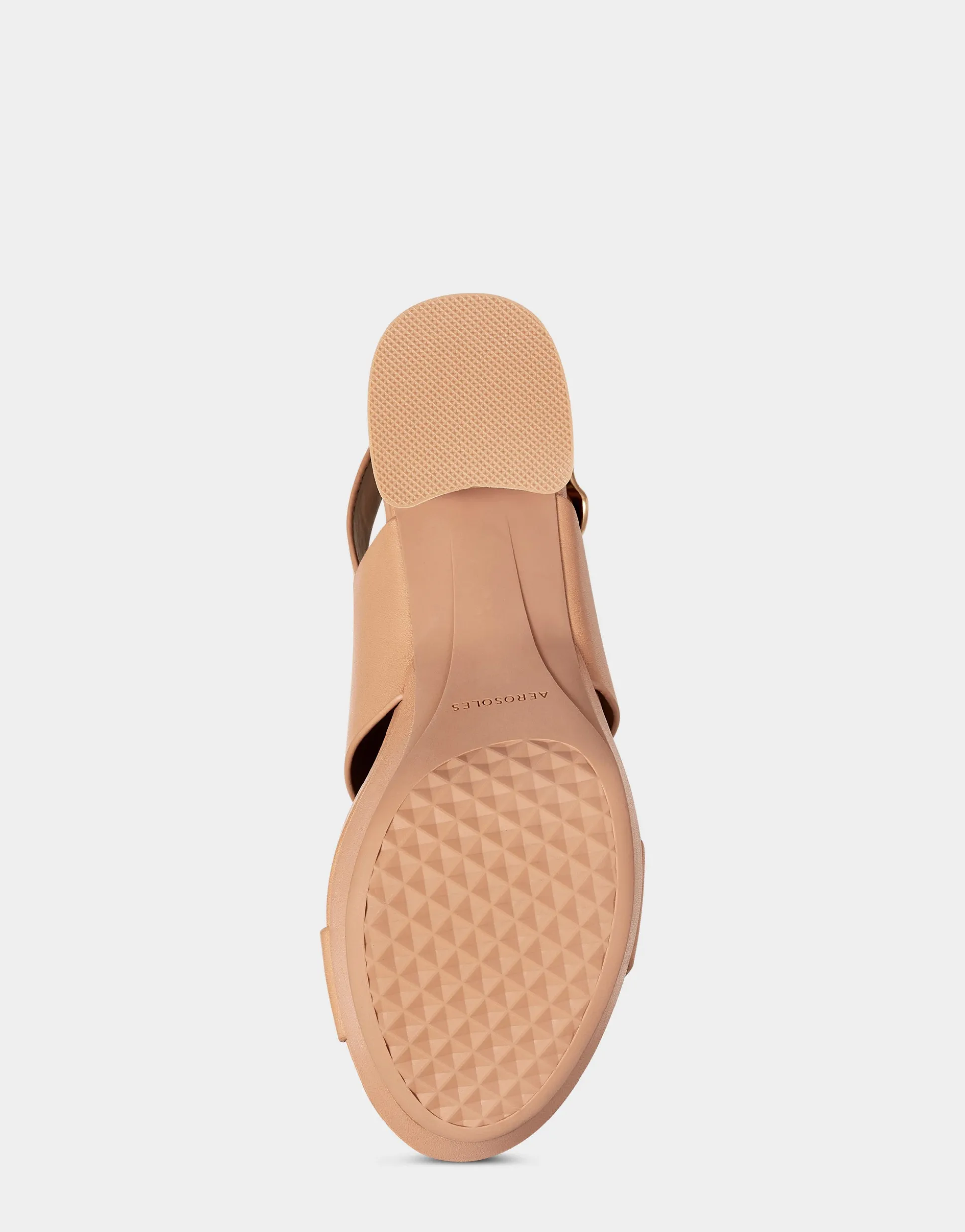 Comfortable Women's Platform Sandal in Nude Leather