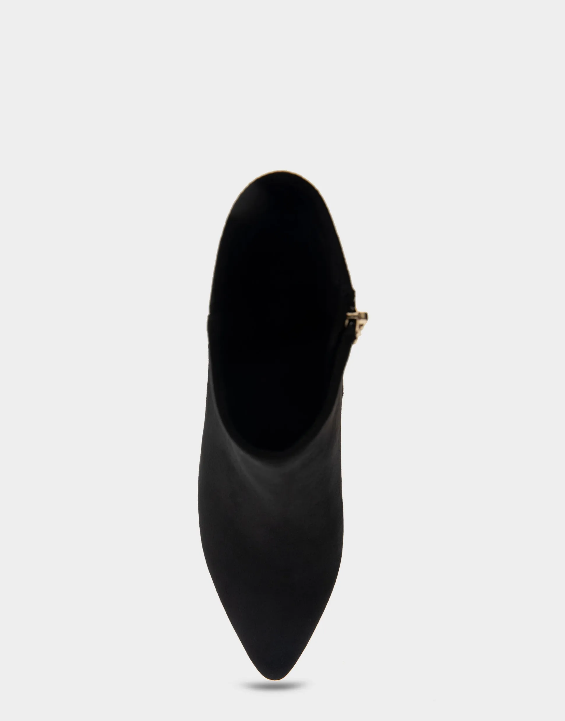 Comfortable Women's Point Toe Kitten Heel Bootie in Black Faux Suede
