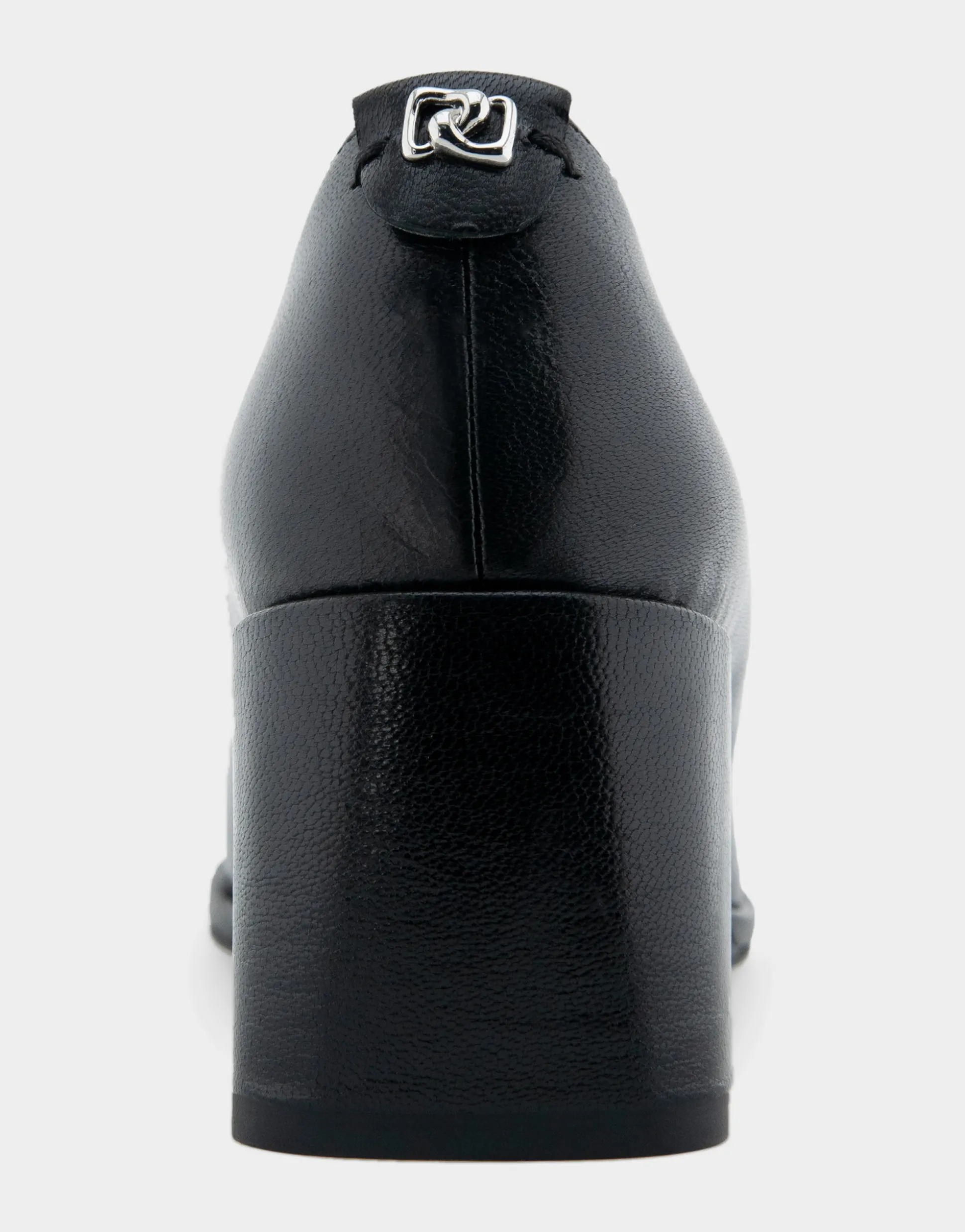 Comfortable Women's Sculpted Wedge Pump in Black Leather