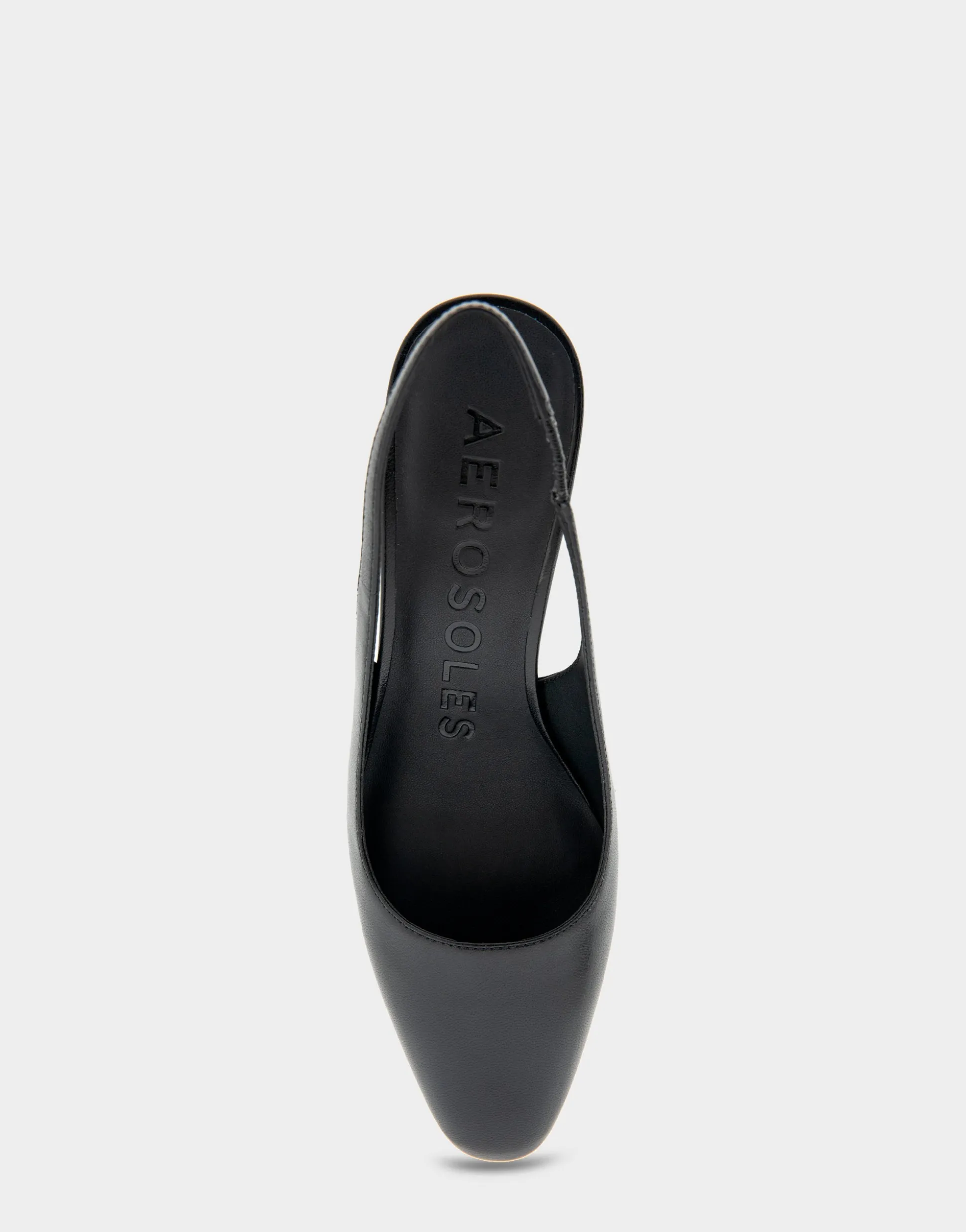 Comfortable Women's Slingback Mid-heel Pump in Black Leather