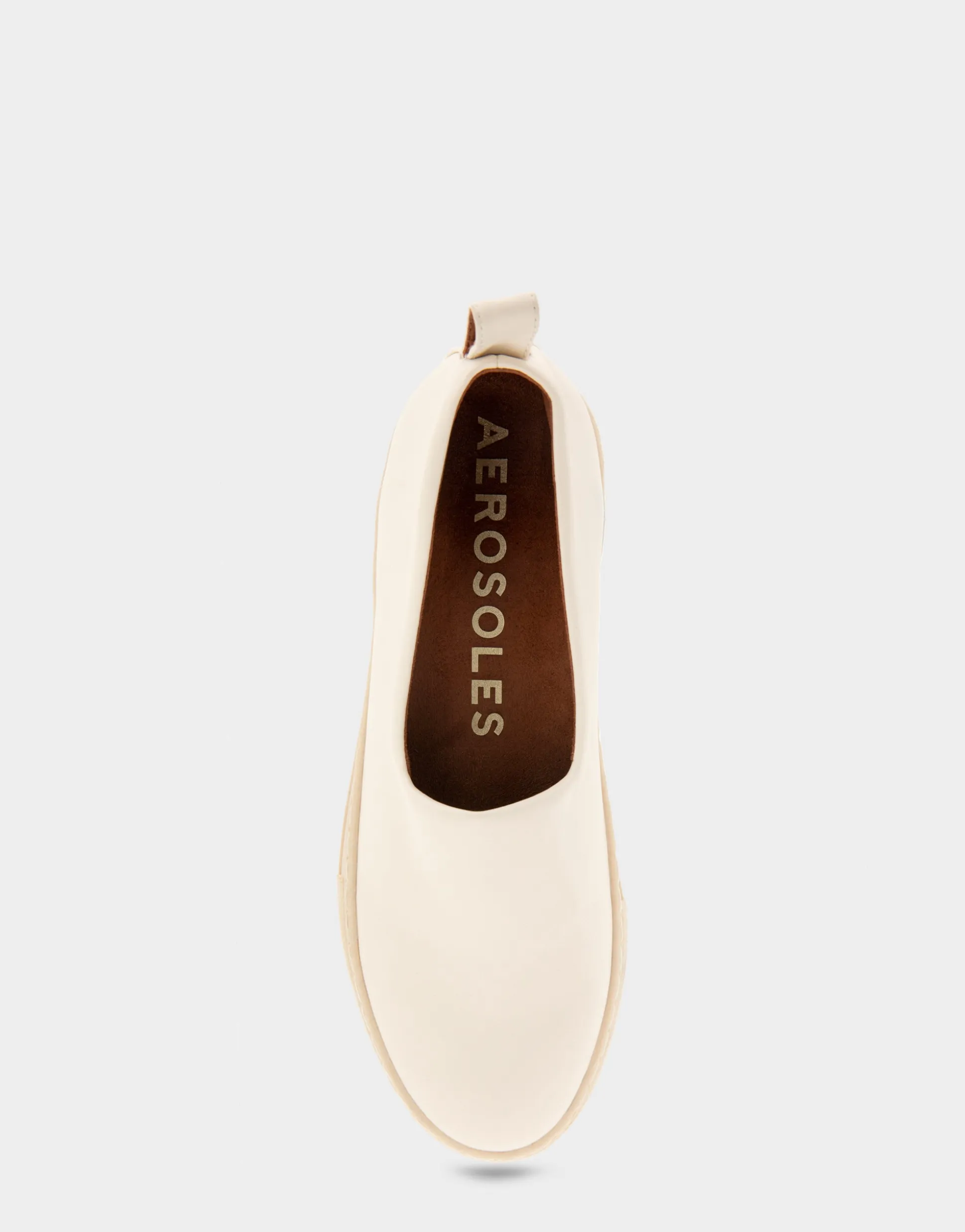 Comfortable Women's Strech Hidden Wedge Slip On Flatform Sneaker in Eggnog Stretch Faux Leather