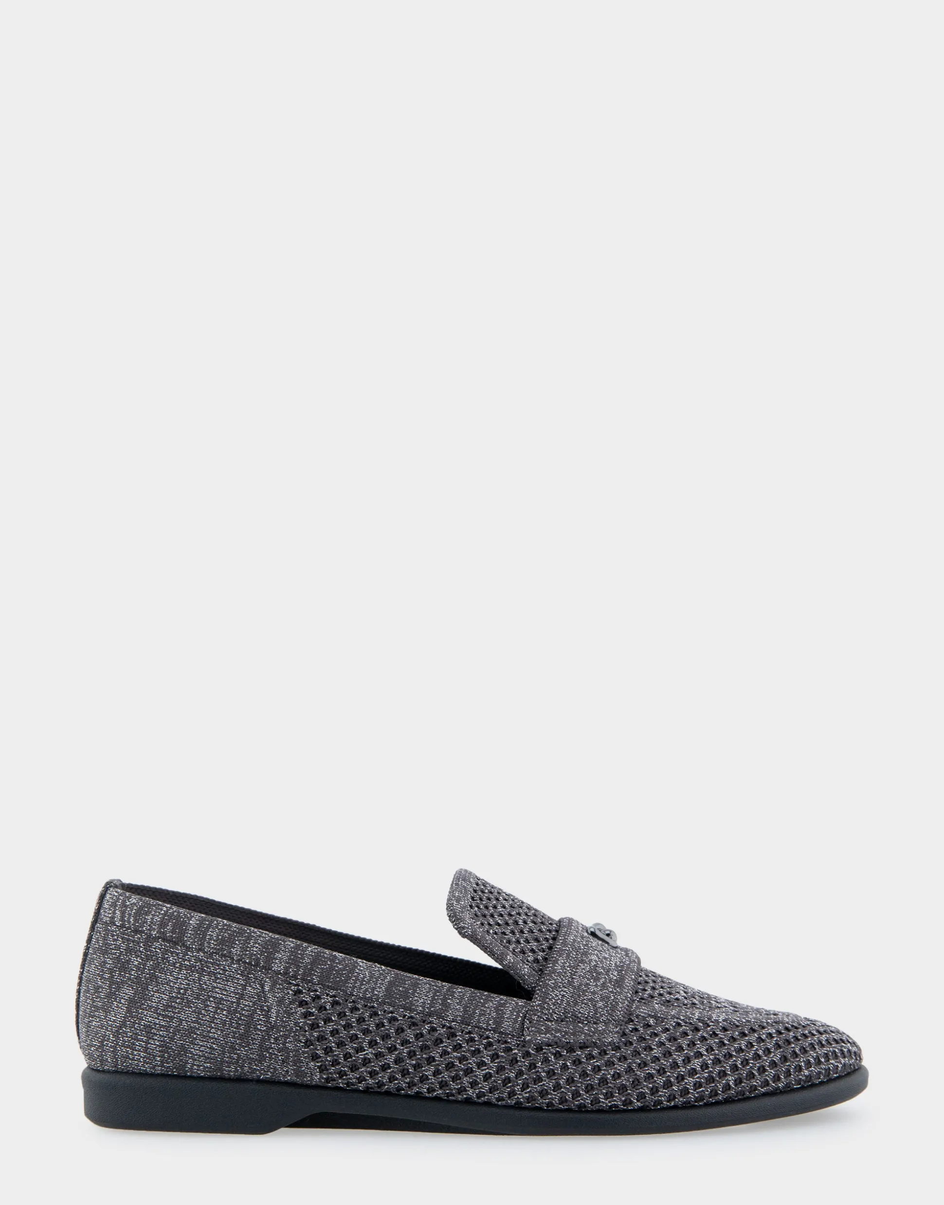 Comfortable Women's Stretch Knit Loafer in Gunmetal Knit Stretch Fly Knit Fabric