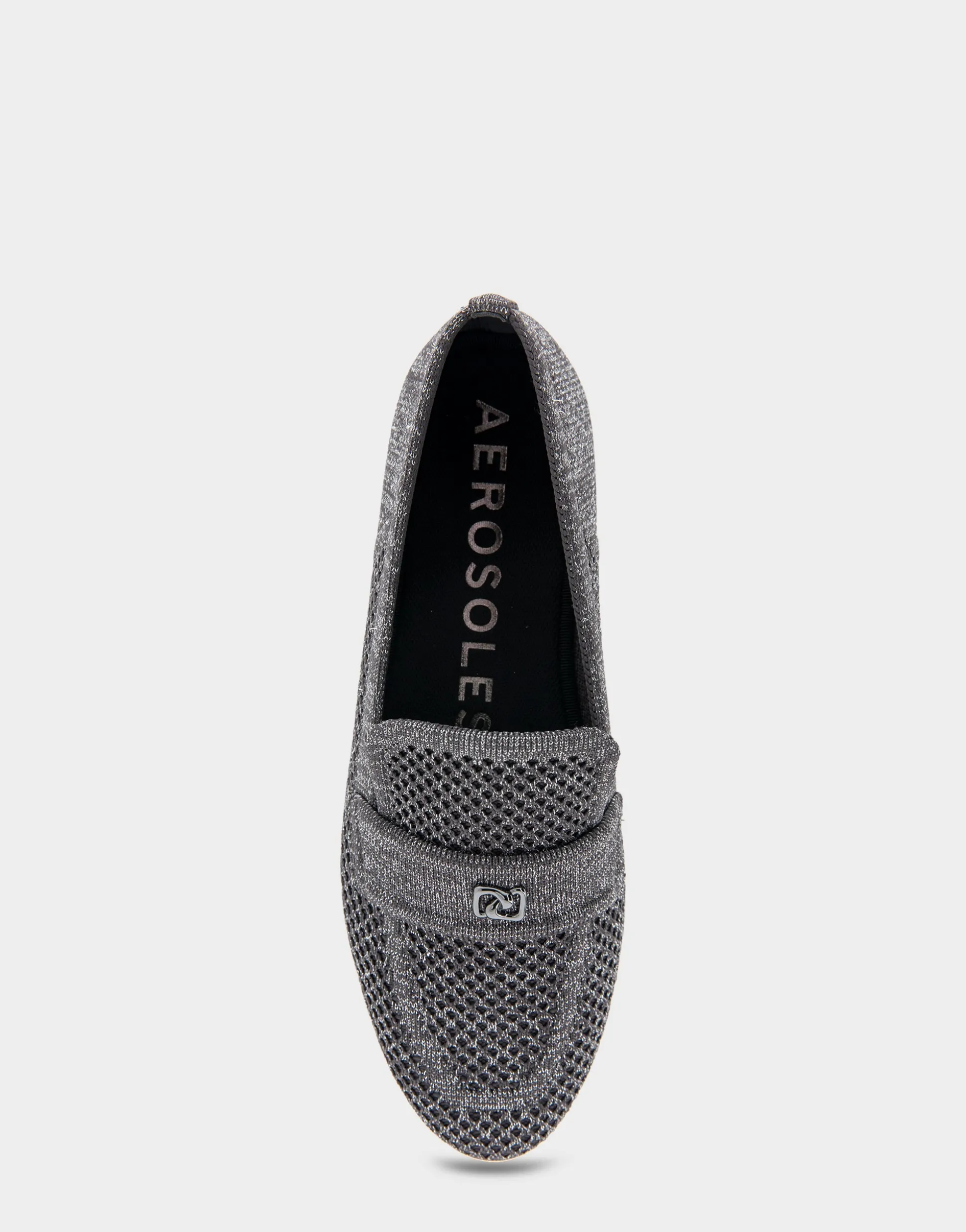 Comfortable Women's Stretch Knit Loafer in Gunmetal Knit Stretch Fly Knit Fabric