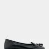 Comfortable Women's Tailored Ballet Flat With Mini Tassels in Black Burnished Faux Leather/faux Suede Faux Leather