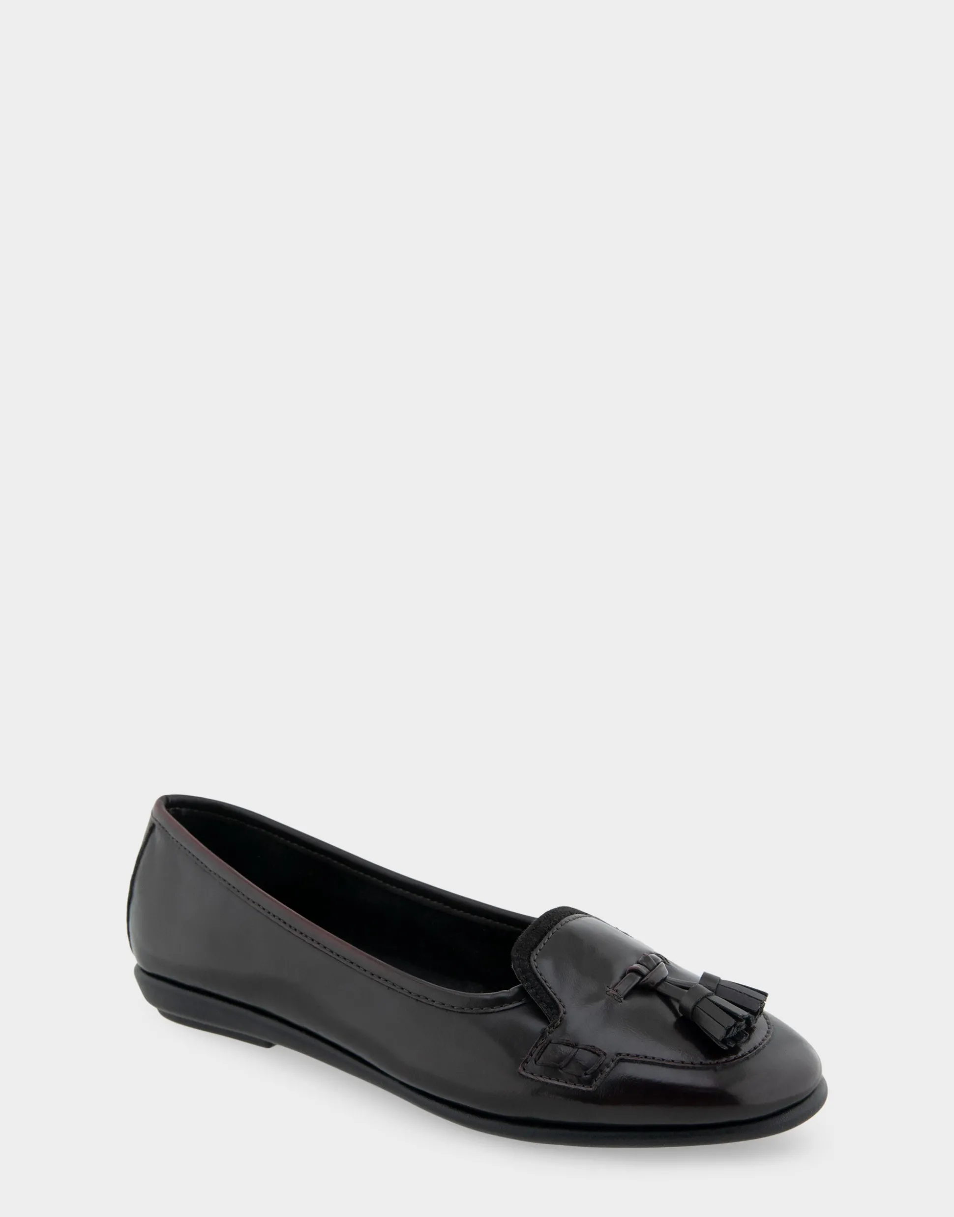 Comfortable Women's Tailored Ballet Flat With Mini Tassels in Burgundy Burnished Faux Leather/faux Suede Faux Leather