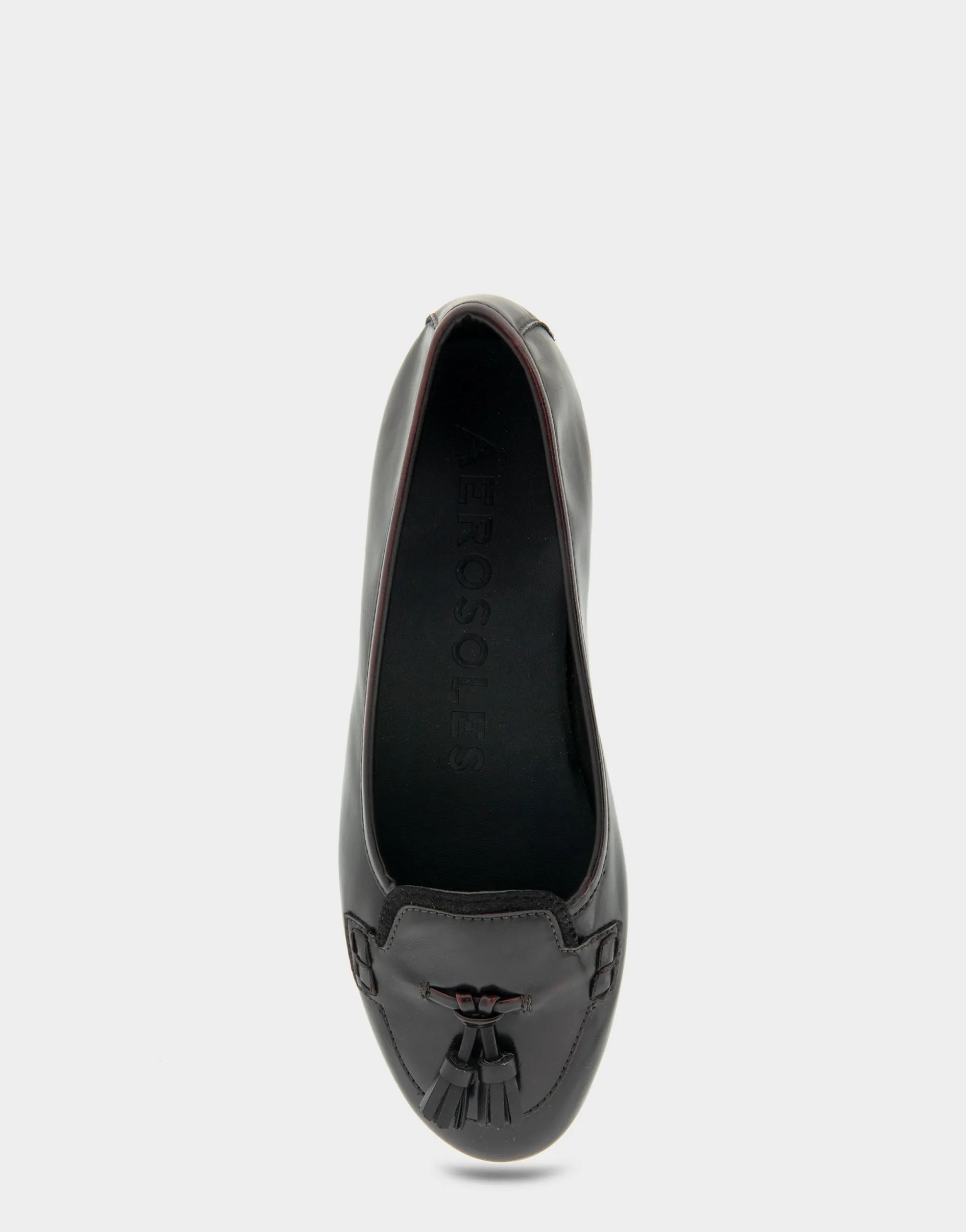Comfortable Women's Tailored Ballet Flat With Mini Tassels in Burgundy Burnished Faux Leather/faux Suede Faux Leather