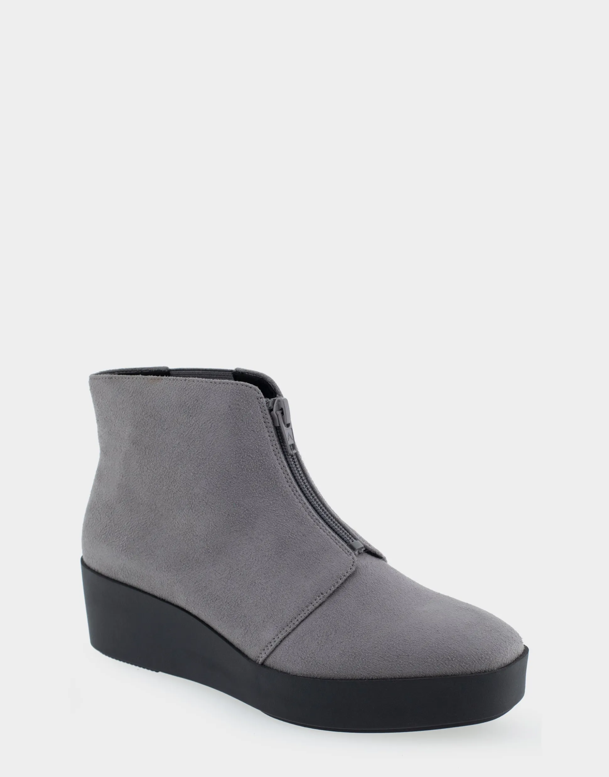 Comfortable Women's Wedge Heel Ankle Boot in Dark Grey Faux Suede