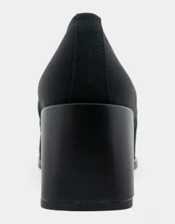 Comfortable Women's Wedge Pump in Black Gabardine Fabric